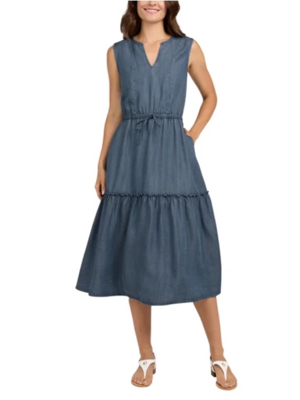 Lands' End Medium Wash Chambray Dress